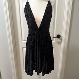 Free People Black Velvet Mini Dress